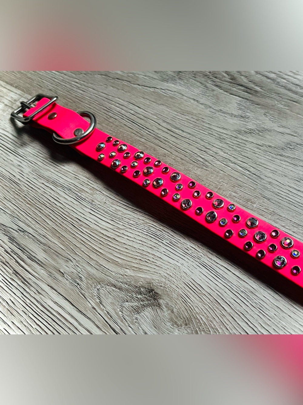 Cute Hot Pink Cut Rhinestone Bedazzled Leather Glamour Collar For Dogs M-L
